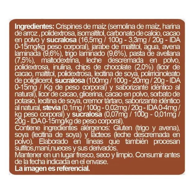 Barra Cereal Sin Azúcar Crema Avellanas 6un De 20g