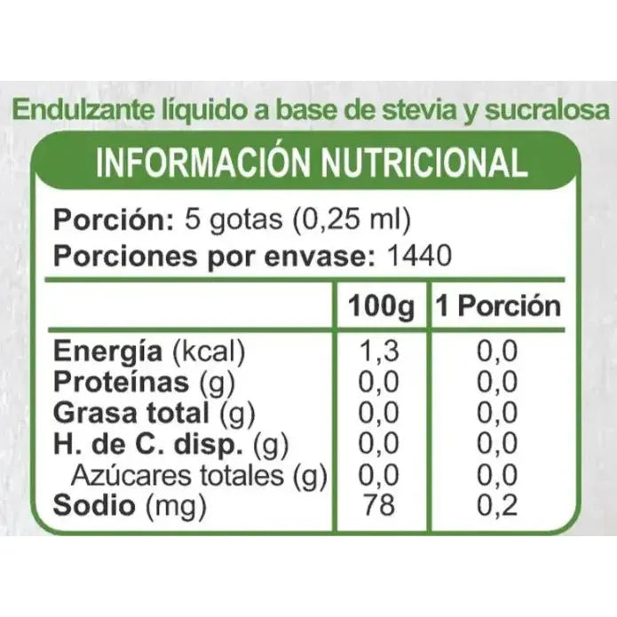 Endulzante Líquido con Stevia y Sucralosa 180ml