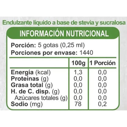 Endulzante Líquido con Stevia y Sucralosa 180ml