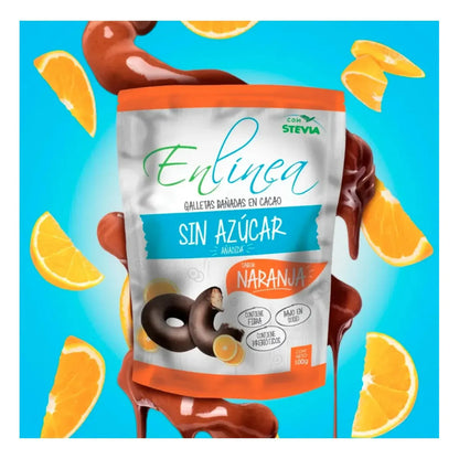 Galleta Sin Azúcar sabor Naranja Bañada en Chocolate 100g