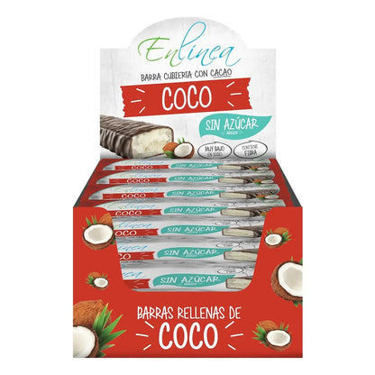 20 Barras de Coco Cubiertas con Chocolate Sin Azúcar 34g