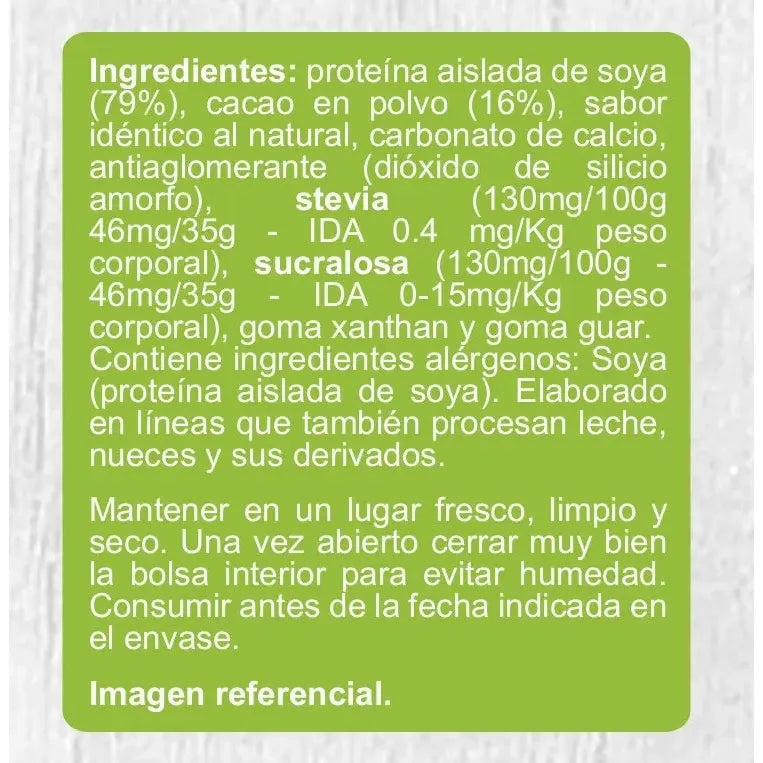 Batido Proteína Vegano, Sin Azúcar, 350g Sabor Chocolate