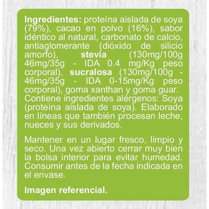 Batido Proteína Vegano, Sin Azúcar, 350g Sabor Chocolate