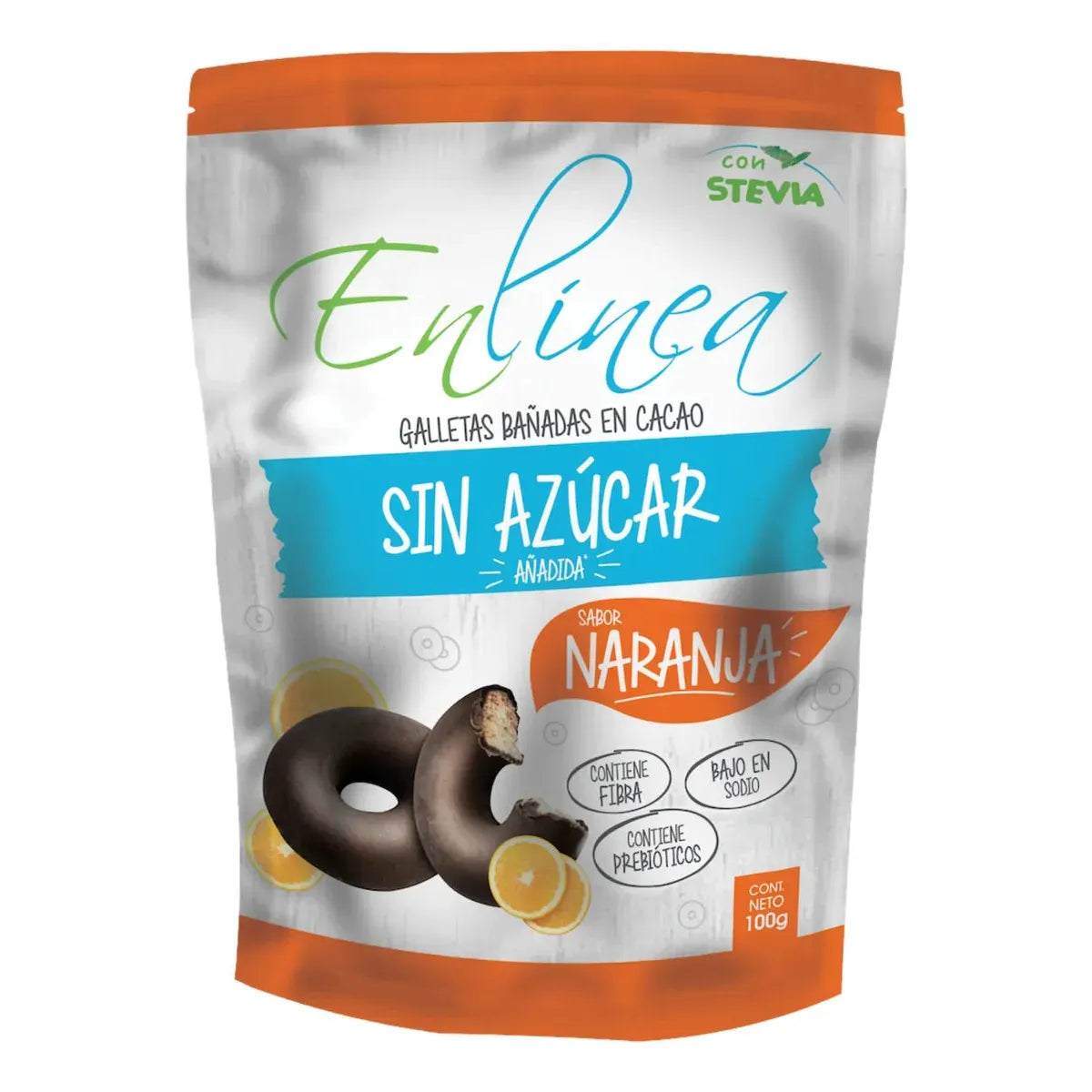Galleta Sin Azúcar sabor Naranja Bañada en Chocolate 100g