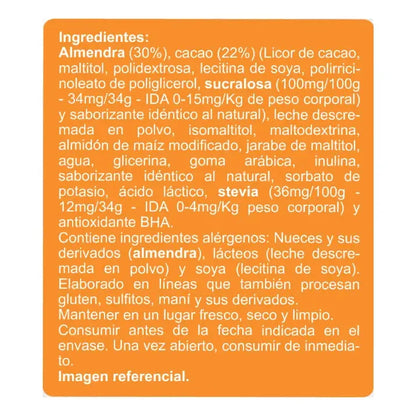 Barra de Almendra con Chocolate Sin Azúcar 34g | Pack de 5