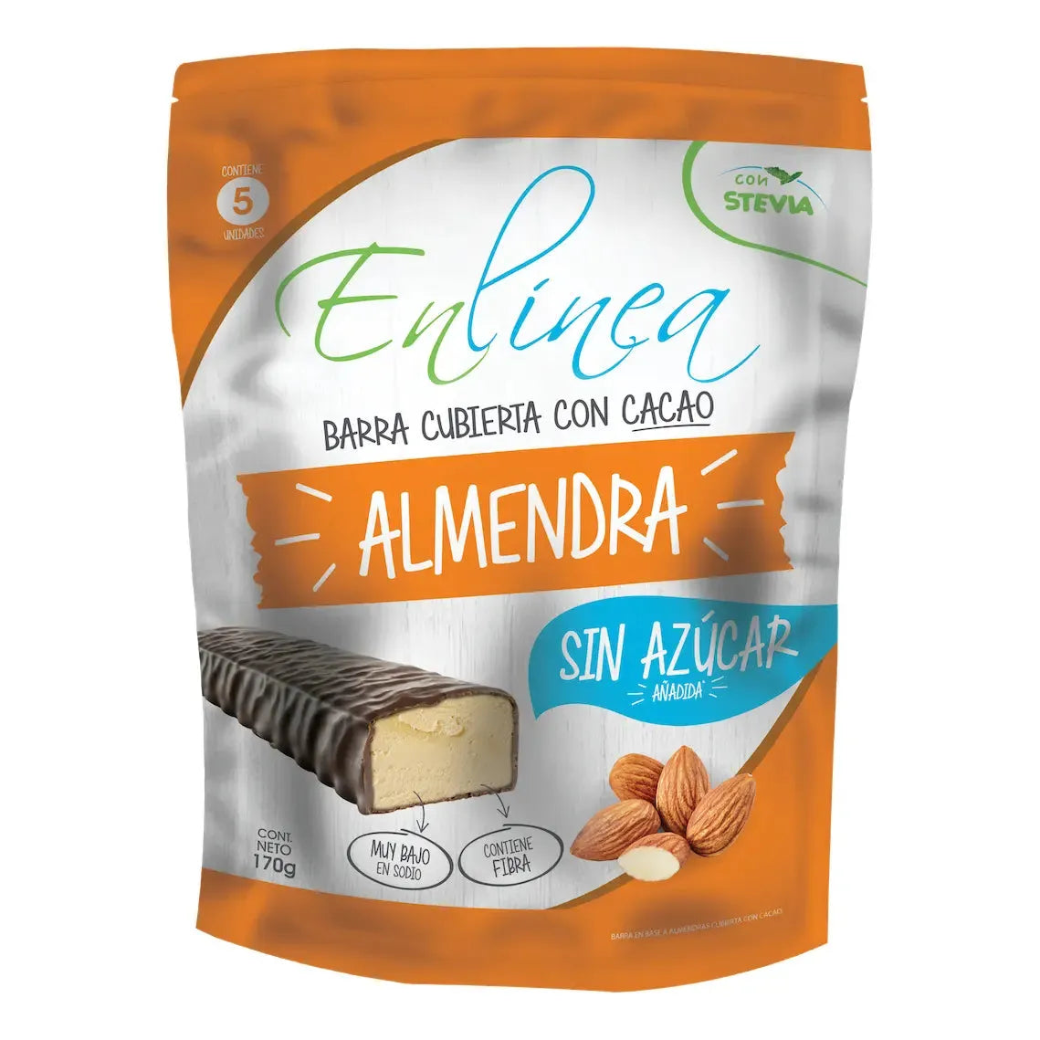 Barra de Almendra con Chocolate Sin Azúcar 34g | Pack de 5