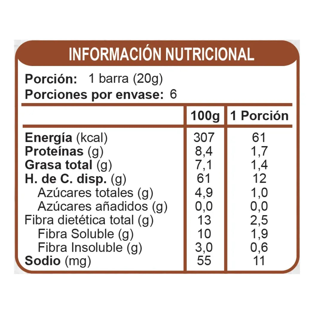 Barra Cereal Sin Azúcar Crema Avellanas 6un De 20g