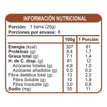 Barra Cereal Sin Azúcar Crema Avellanas 6un De 20g
