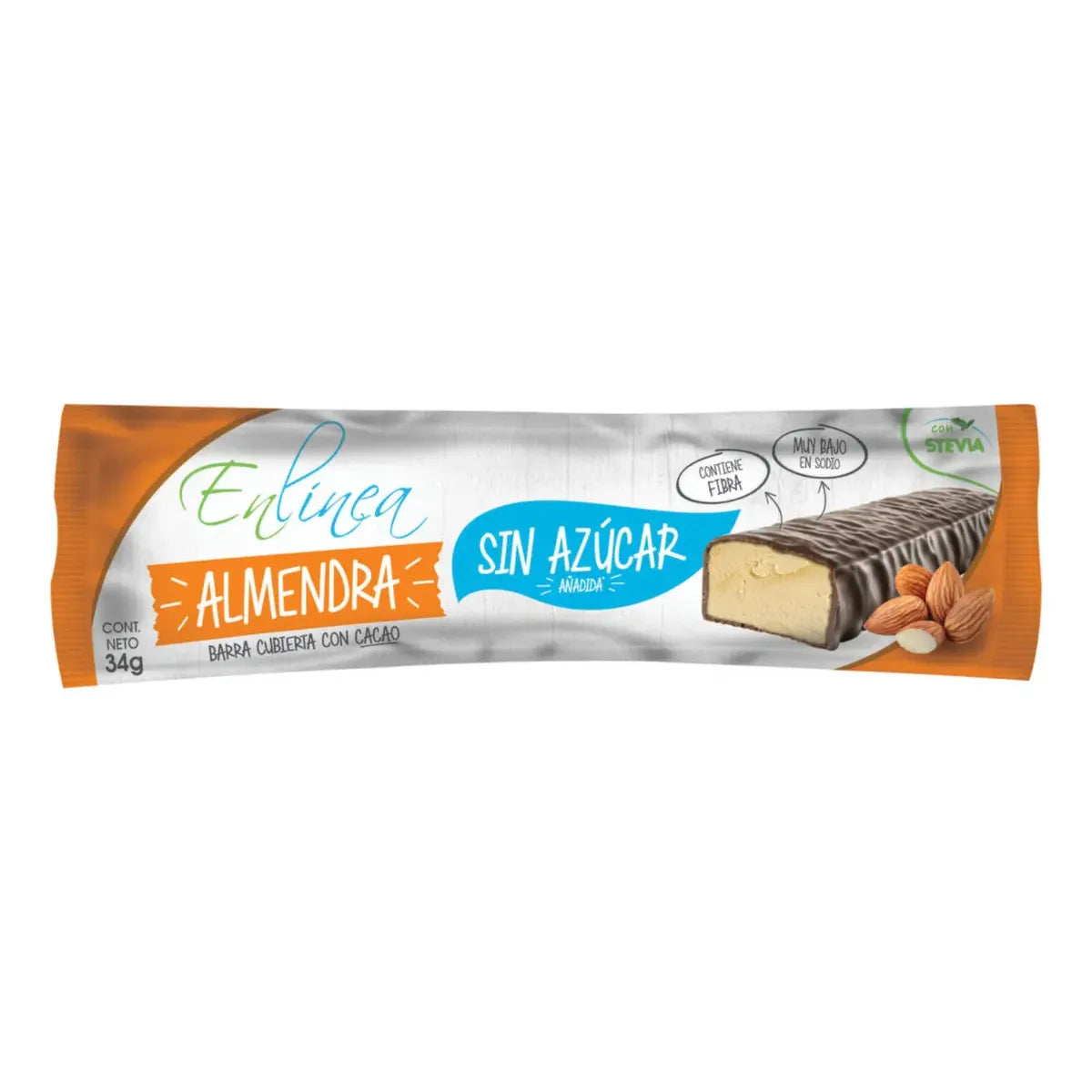 Barra de Almendra con Chocolate Sin Azúcar 34g | Pack de 5