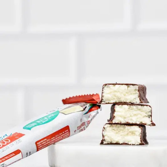 20 Barras de Coco Cubiertas con Chocolate Sin Azúcar 34g