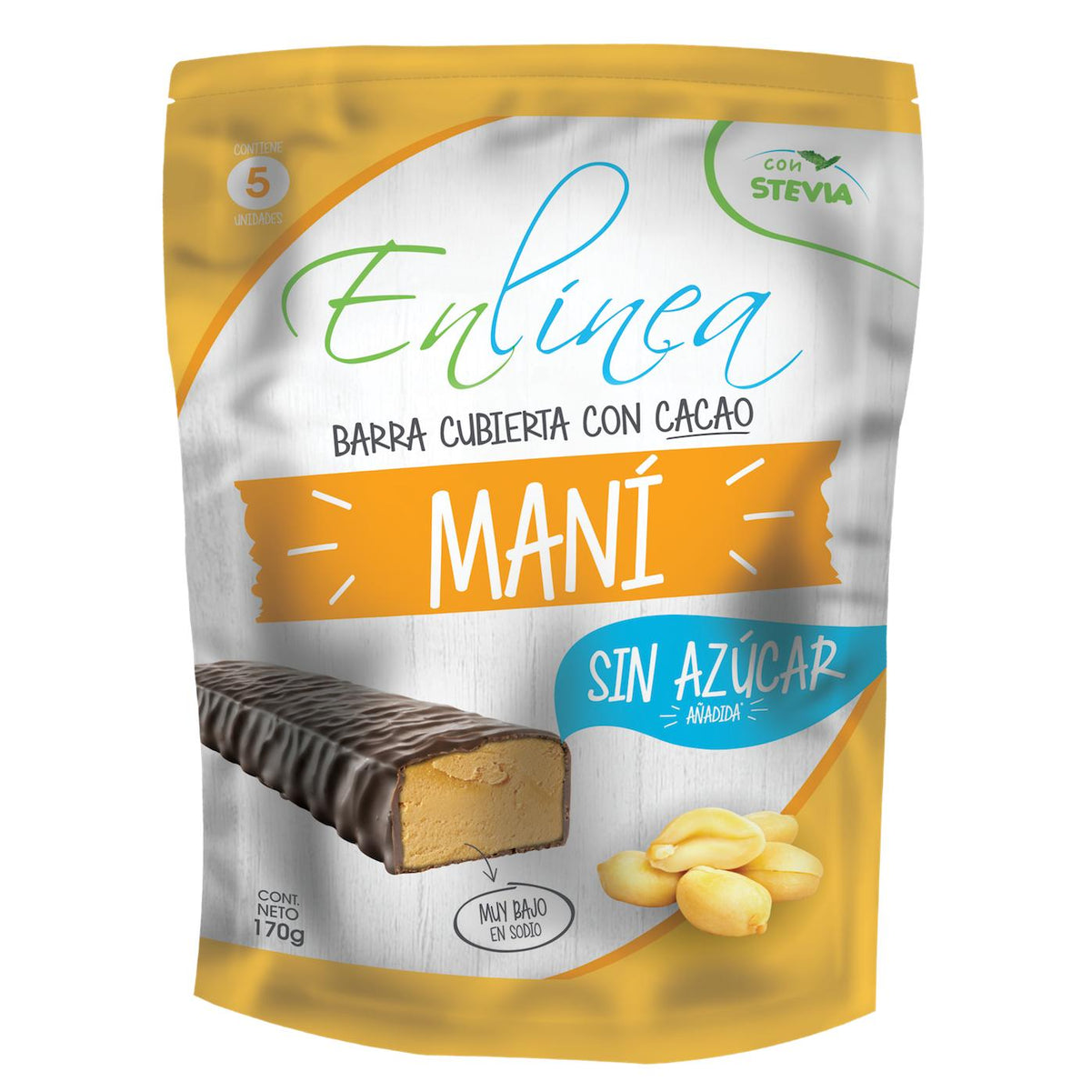 Barra Maní Cubierta Chocolate Sin Azúcar